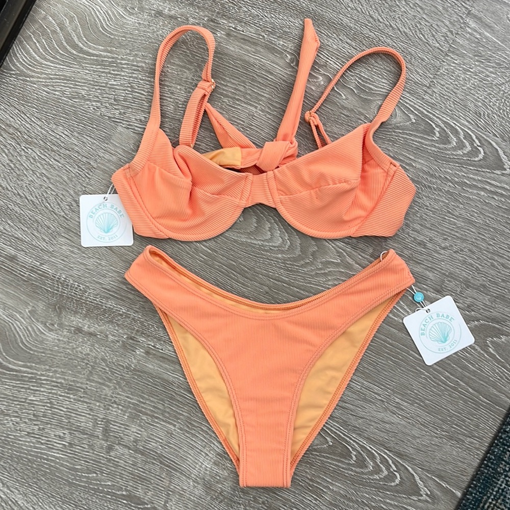 Orange ribbed bikini